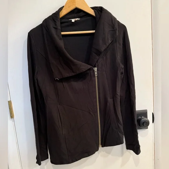 Helmut Lang Black Asymmetrical Drape Front Moto Jacket - Picture 3 of 8